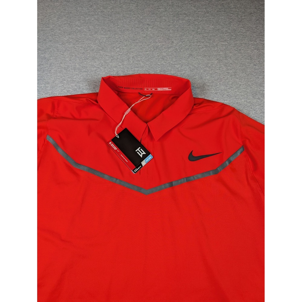 Nike Tiger Woods TW Velocity Max Polo Men's XXL Red Black Golf Shirt 833163-852